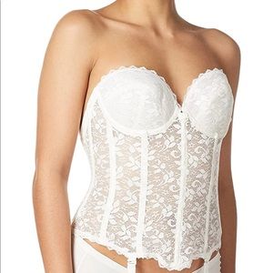 CARNIVAL womens Low Plunge Backless Lace Corset Bra